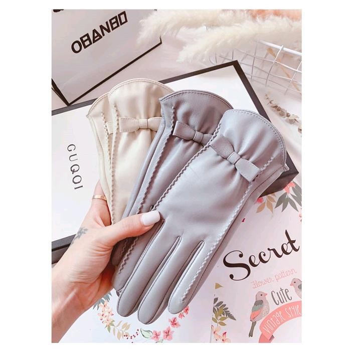 ASLI Sarung Tangan Kulit Wanita Sarung Tangan Winter Touchsreen Sarung Tangan Motor Wanita D-01