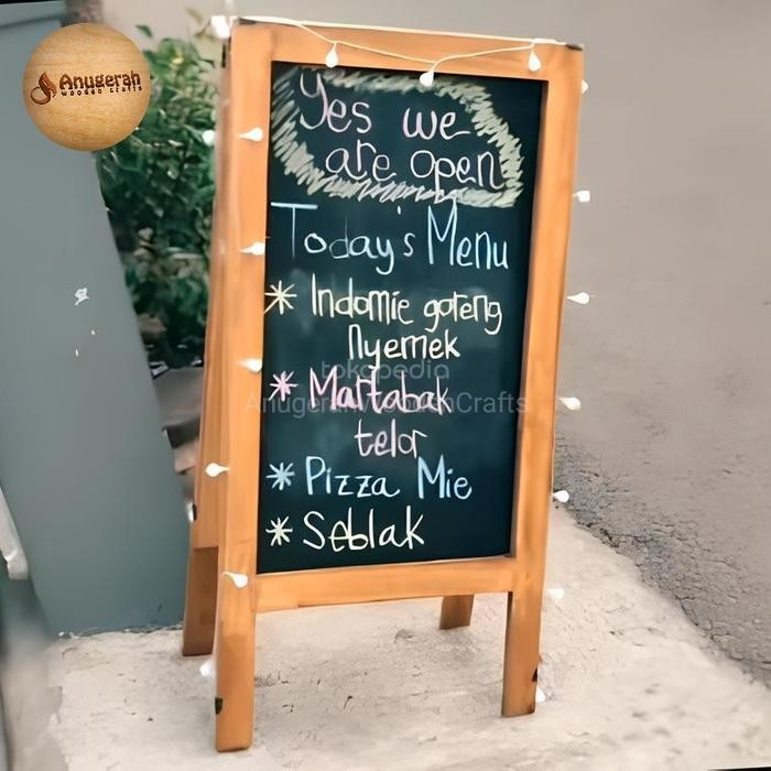 

Anugerah Blackboard Papan Tulis Kapur Standing 2 Muka Side Chalkboard Menu Cafe Kopi Rustic