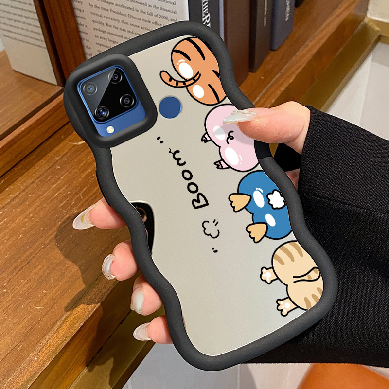 Casing HP Untuk Realme C15 Case Bokong hewan kecil Macaron Softcase Silikon Kasing Cream Gelombang P