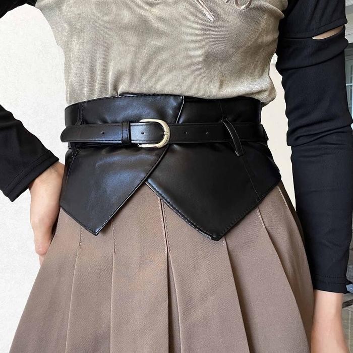 Sabuk Wanita Belt Wanita Corset Wide Belt Fashion Ikat Pinggang Wanita Black Waist Sabuk Lebar