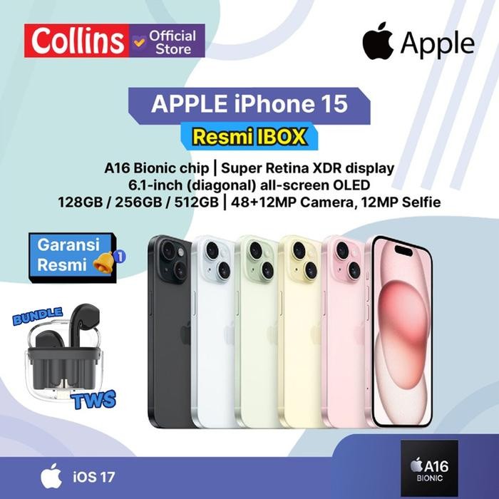 HVHP  Apple Iphone 15 128Gb 256Gb 512Gb A16 Bionic Cpu 6C / Gpu 5C Resmi Ibox Gdn Digimap