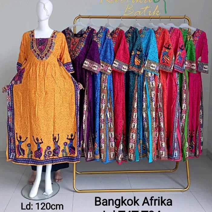 6XB6  Daster Longdress Kartika Motif Bangkok Afrika Ld 120#Cantik#Modis#Kekinian