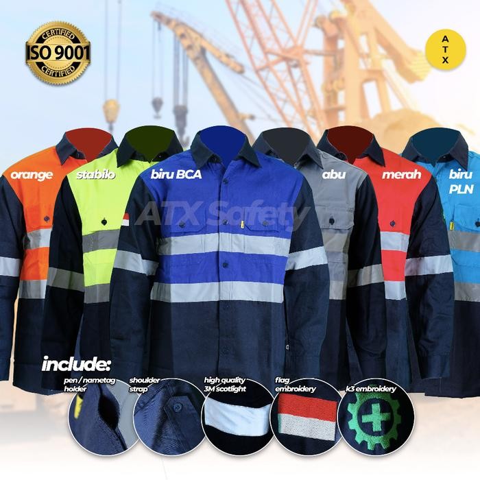 BERKUALITAS Wearpack Safety Baju Lengan Panjang Kombinasi Merk ATX