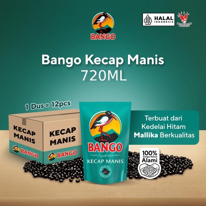 Kecap Bango 700gr / 520ml - 1 Dus Pouch Kemasan Refill 1 Karton / Kecap Manis cap Bangau