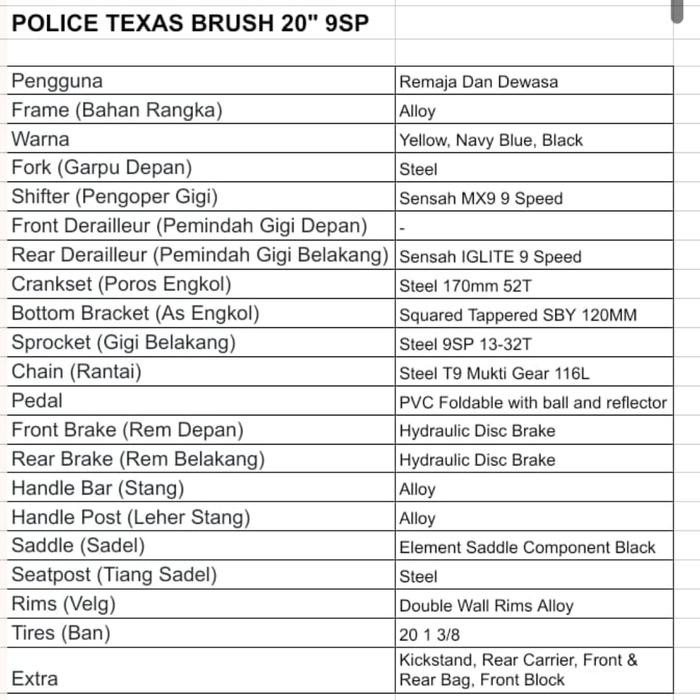 Sepeda Lipat 20 Police Texas New Bike To work