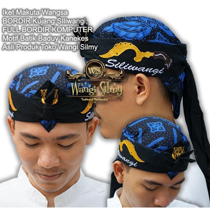 ASLI Blangkon Sunda Motif Batik Baduy BORDIR KUJANG SILIWANGI - Iket BADUY READY STOCK