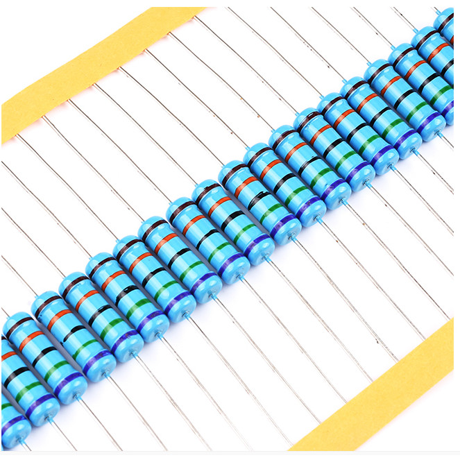 IMPORT 20PCS 1W Metal Film Resistor 1% Five-color Ring Power Resistor 0.1~1M 2 4.7 10R 47 100 220