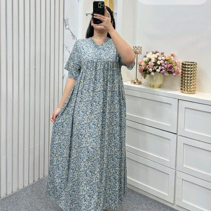 554k- Daster Rayon Viscose Lembut Jumbo Lengan Pendek Annisa Fashion Dengan Kancing Cantik -