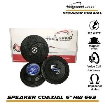 Speaker Coaxial 6 1/4 in HOLLYWOOD AUDIO HW-663 6in 6 in Mobil HW663 HW 663
