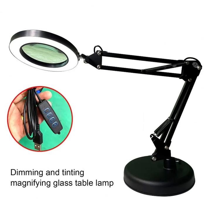 Cod Srate Kaca Pembesar Servis Elektronik Hp + Lampu Untuk Membaca Lampu Baca Meja 10X Led Sr-65