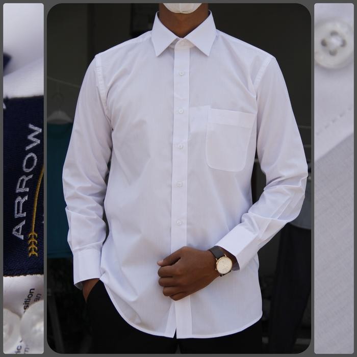 KEMEJA PRIA LENGAN PANJANG ARROW 03A REGULER PUTIH POLOS KODE 742