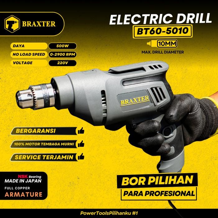 Braxter Electric Drill Bor Listrik 10Mm Dinamo Tembaga Asli