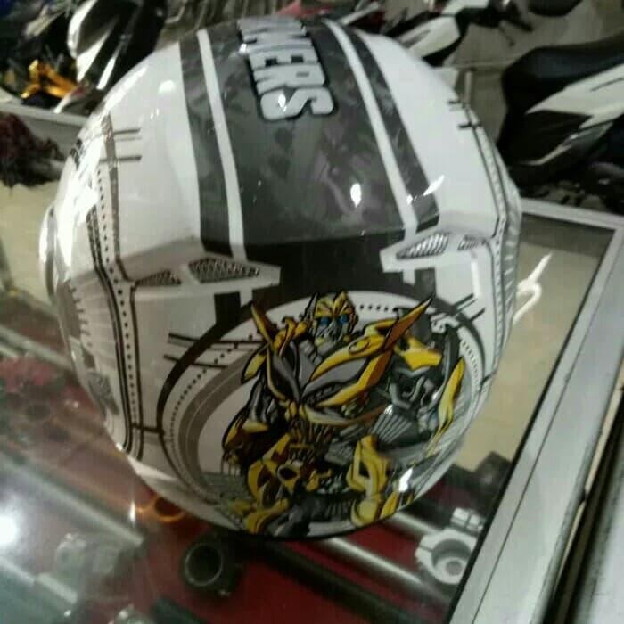 ORIGINAL HELM ANAK GM TRANSFORMER PUTIH SILVER READY STOCK
