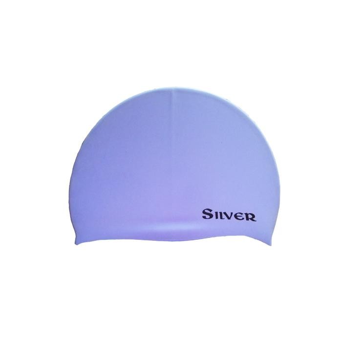 viy1- Topi Renang Dewasa Silver Silicone Swim Cap 17005.1088