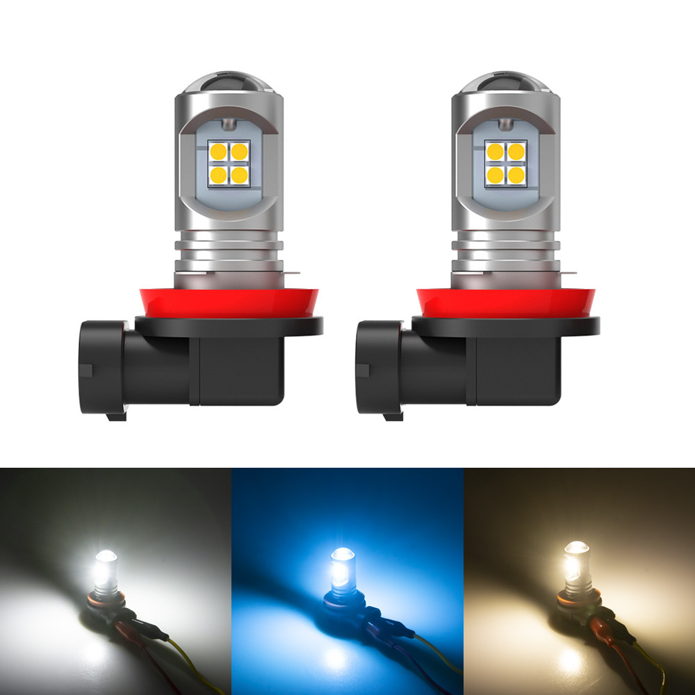 2pcs H11 LED Fog Light Bulbs H8 H9 H16 JP LED 3030 6000k White/4300k