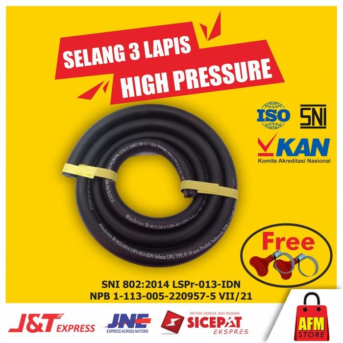 HariPromo- Selang Gas Lpg Tpe 3 Lapis "Inchristo" Original Warna Hitam