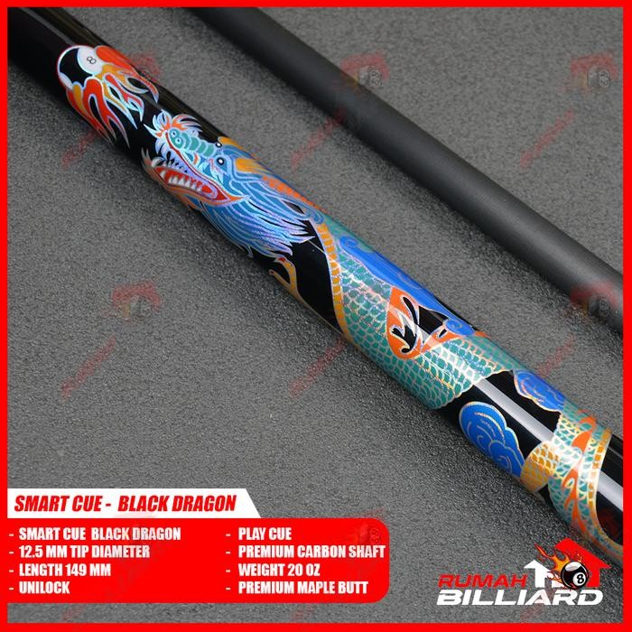 Stick Billiard - Billiard Cue - Smart Cue Black Dragon - Premium Pro Taper Carbon Shaft + Premium