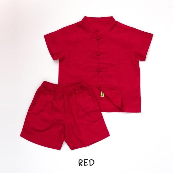 Heytimmy Setelan Cheongsam Anak Katun Celana Pendek Kim Set