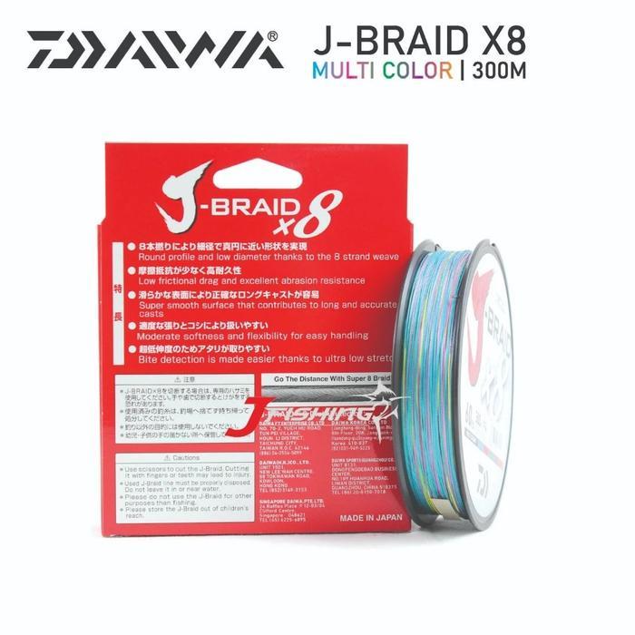 SENAR PE DAIWA J-BRAID X8 300M 20 S/D 100 LBS MULTI COLOR SENAR PE