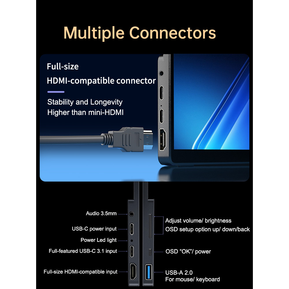 14 Inch 4K OLED Portable Monitor Touchscreen with Stylus HDMI-Compatible External Gaming Monitor for