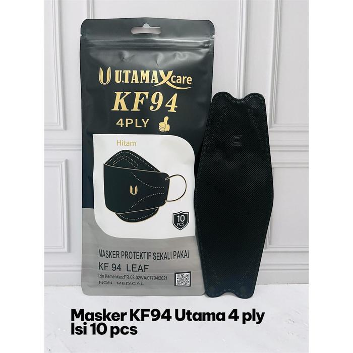 MASKER KF94 HITAM PUTIH ICARE UTAMA ISI 10 PCS