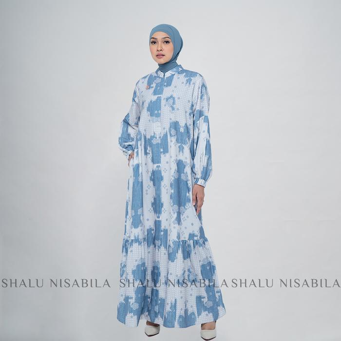 Shalu Nisabila - Velia Dress Gamis Wanita Muslimah Maxi Motif Printing Busui & Wudhu Friendly Syari 