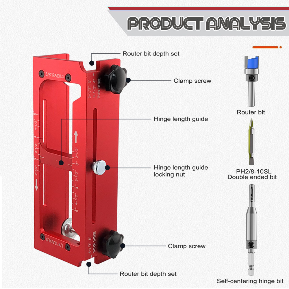Aluminum Alloy Hinge Door Lock Drill Positioning Template Door Hinge Installation Kit / Mortiser