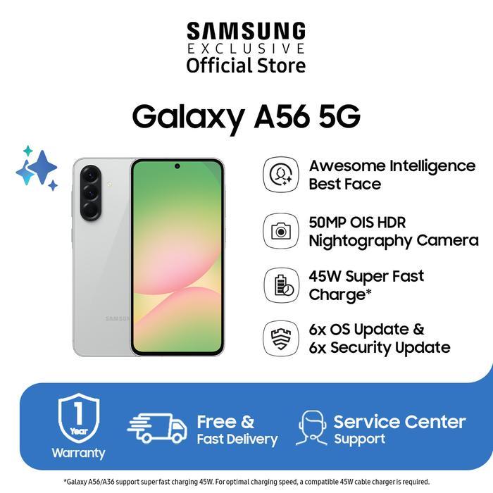 TERBARU Samsung Galaxy A56 5G 12/256GB Awesome Light Gray HP Android Terbaru Kamera Ultra Jernih