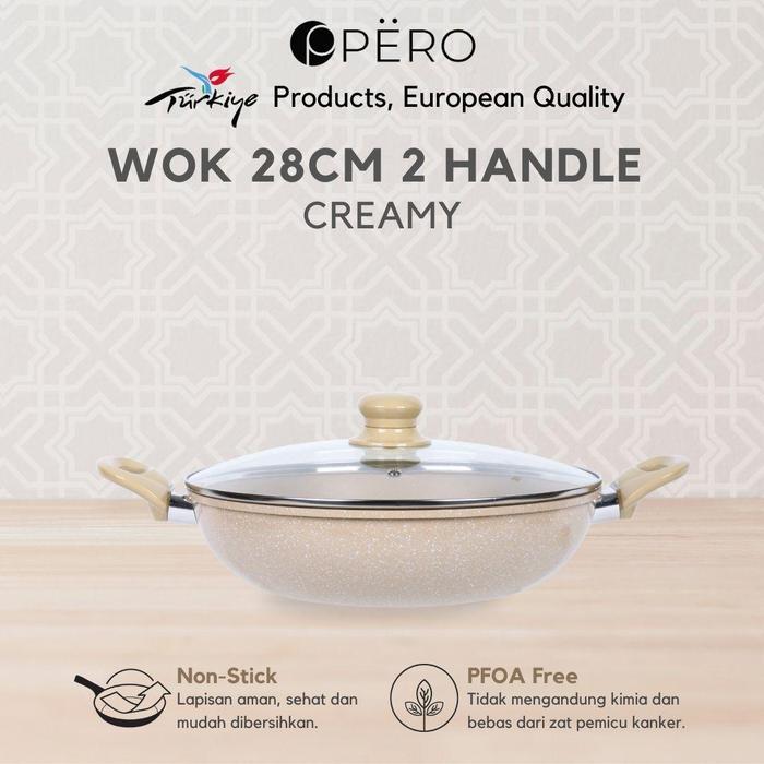 Best Seller [DELLADELLI] Pero Mercin Wok 28 Cm 2 Handle + LID