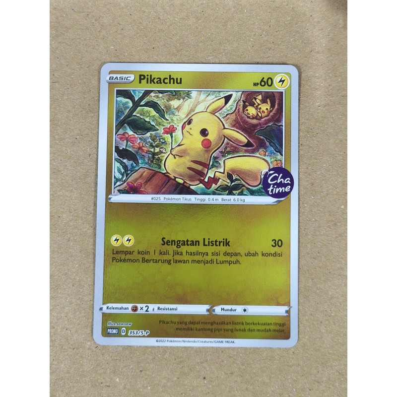 Pikachu Chatime Promo #353 Pokemon TCG Trading Card Game Indonesia Kartu Game Koleksi