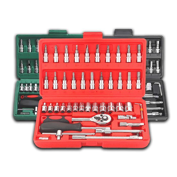 KOMPLIT Kunci Socket 46 PCS full Set (1/4 ") Pas Ring L Motor Kunci - kunci l set CR-V lengkap -