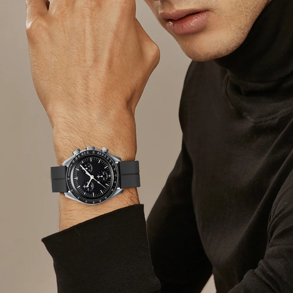 Silicone Strap For Omega X Swatch Joint MoonSwatch Planet Watch Band Metal Magnetic Buckle Wristband