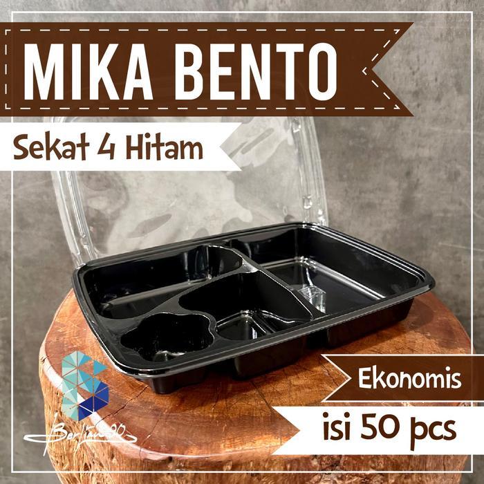 Box Bento Sekat 4 Hitam Ekonomis Tray Bento Bintang Food Container Plastik Box Bento Kotak Bento