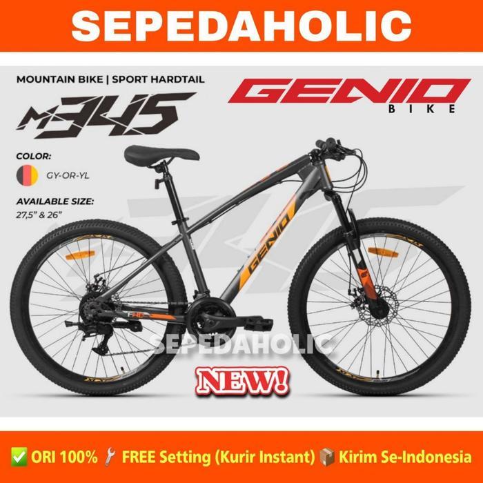 Sepeda Gunung MTB GENIO M 345 M345 Ukuran 26 & 27.5 Inch BY UNITED - GY OR YL, 26 Inch