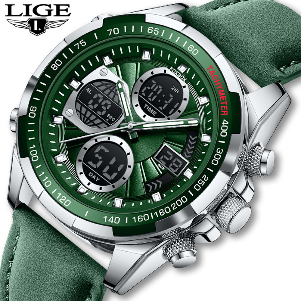 LIGE Fashion Military Watches for Men Luxury Original Sports Chronograph Watch Waterproof Quartz