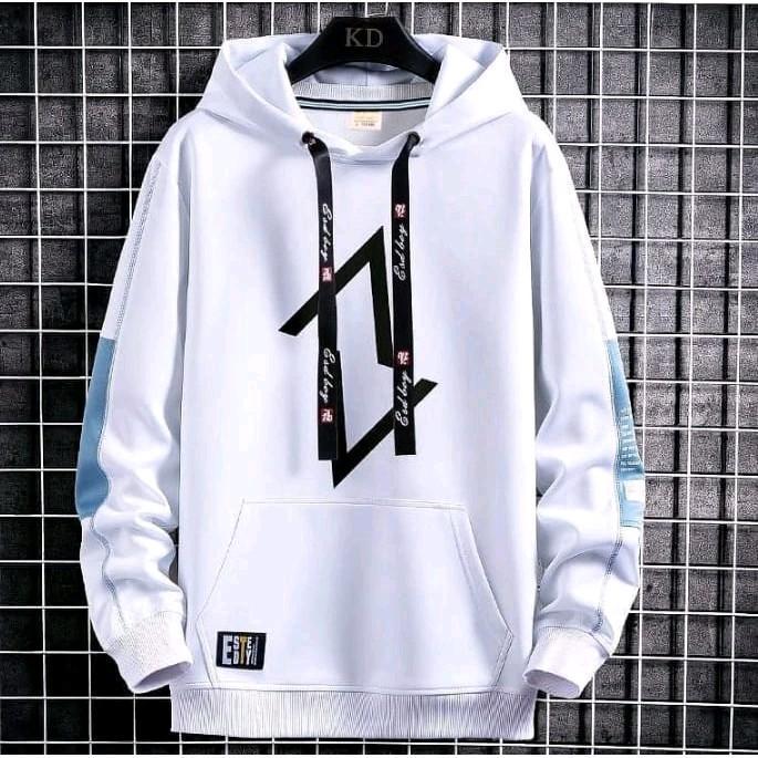 Sweater AV Hoodie Pria Wanita Bahan Fleece Sweater Distro - Putih, L