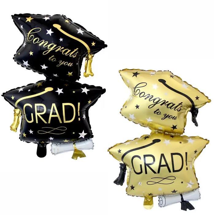Balon Foil Congrats Hitam TOPI DOUBLE Balon GRADUATION Topi JUMBO