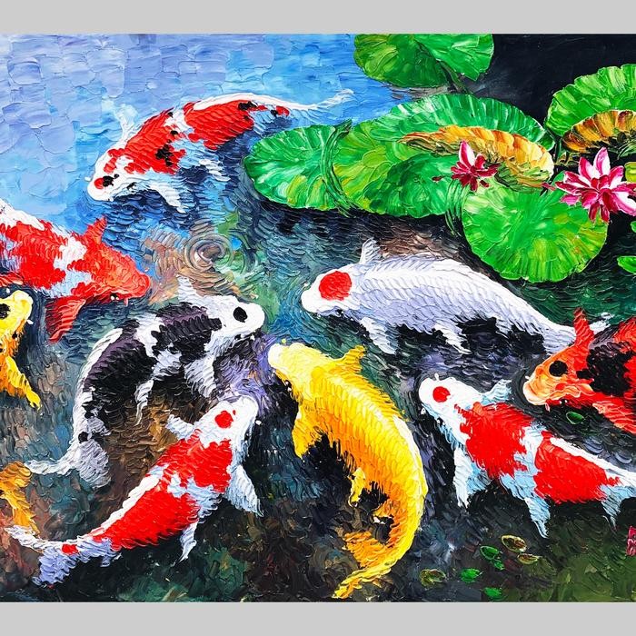 Promo Lukisan Ikan Koi Palet Timbul 135X85