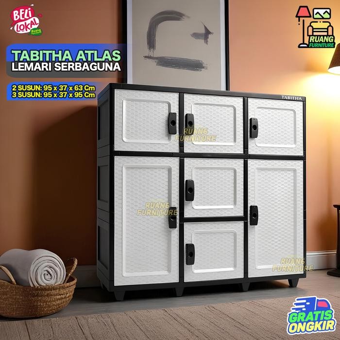 Tabitha Atlas - Lemari Pakaian Plastik Meja TV Rak TV Lemari Pakaian Lemari Buku Lemari TV