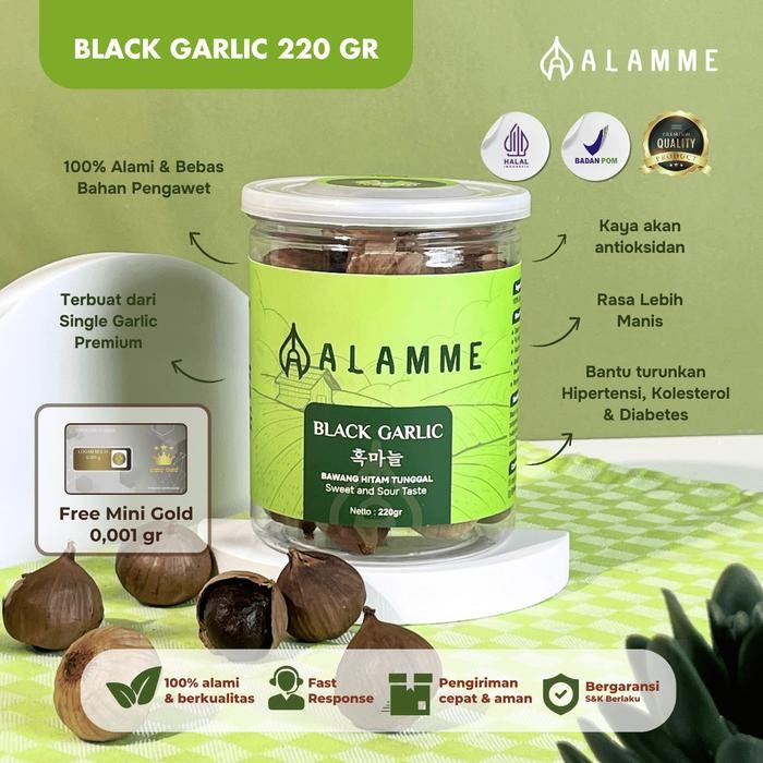 

ASLI Black Garlic Bawang Hitam Tunggal Lanang Jumbo Premium Alamme 220 Gram READY STOCK