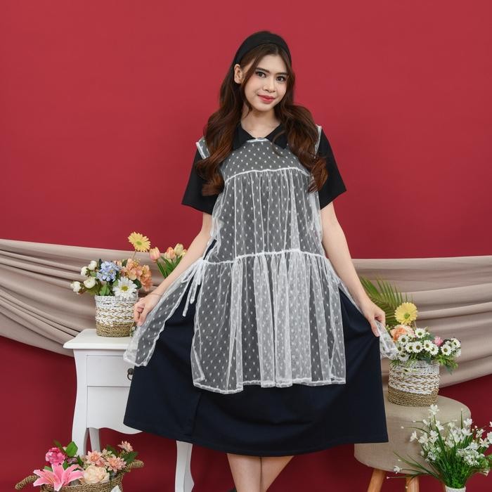 Bona Outer Tunik Brukat Tile Polkadot Vest Tali Samping Rompi Kondangan