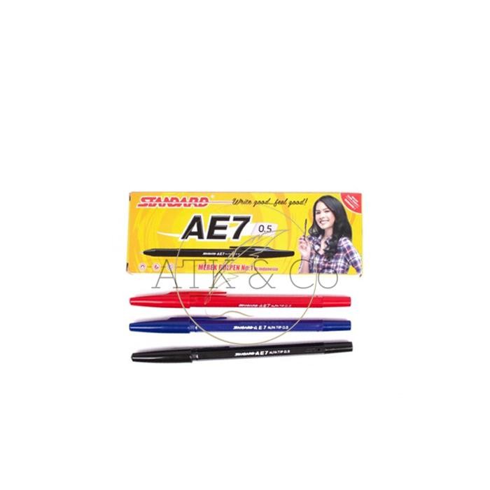 

[PACK] Pulpen Standard AE7 0.5mm 1 Pak Isi 12 Bolpen Pena Pen Semi Gel AE-7 0,5 mm