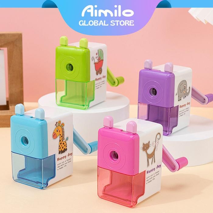 

[READY] Aimilo Rautan Serutan Pensil Putar Gaya Kartun Sharpener Rautan Meja 4 Warna Plastik Pena