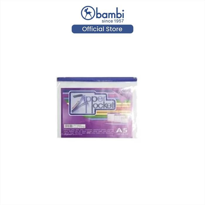 

Bambi Organizer Map Dokumen A5 Zipper Pocket With Metal Head Tipe PVC Semi Transparant Original
