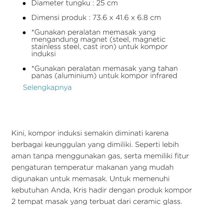 kompor listrik tanam 2 tungku