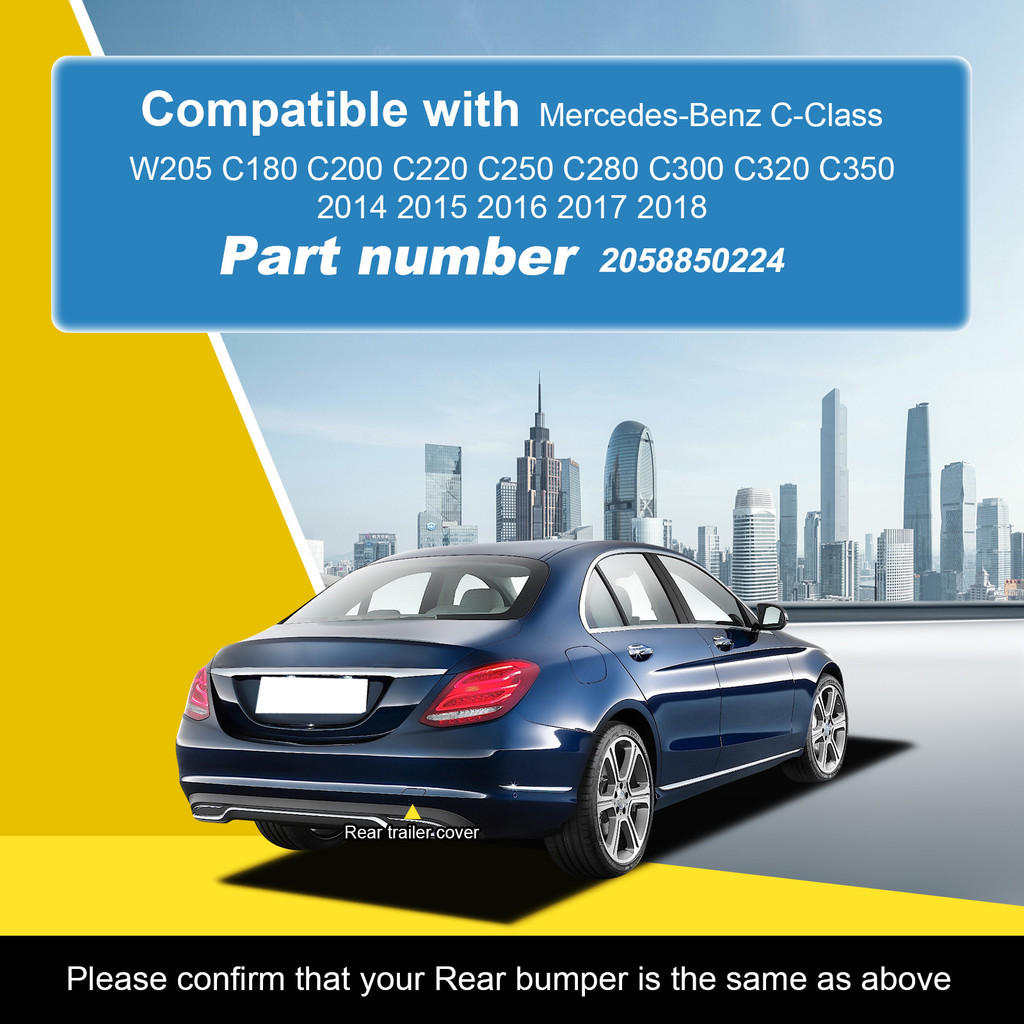 IMPORT REAR BUMPER TOW HOOK CAP TOWING EYE COVER FOR MERCEDES-BENZ C-CLASS W205 C180 C200 C280 C300
