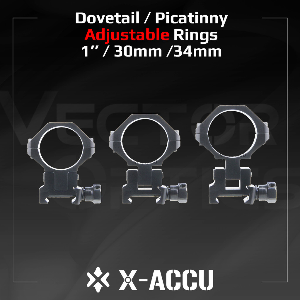 NEW Vector Optics X-ACCU 1‘’ 25.4/30/34MM 40MOA Adjustable Elevation Picatinny/Dovetail Scope Rings 