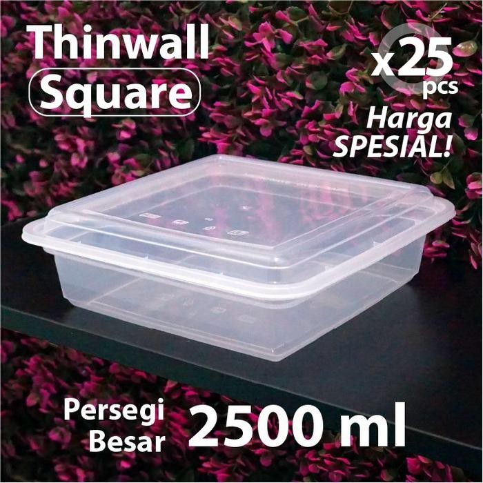

Paket 25 pcs - Thinwall Persegi Besar 2500 ml DM - Wadah Square SQ