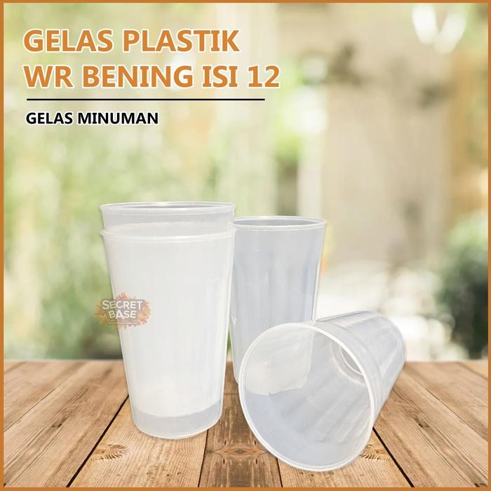 (ISI 12pcs) GELAS BENING PREMIUM - Gelas 1 Lusin Aesthetic / Cangkir Plastik Lusinan