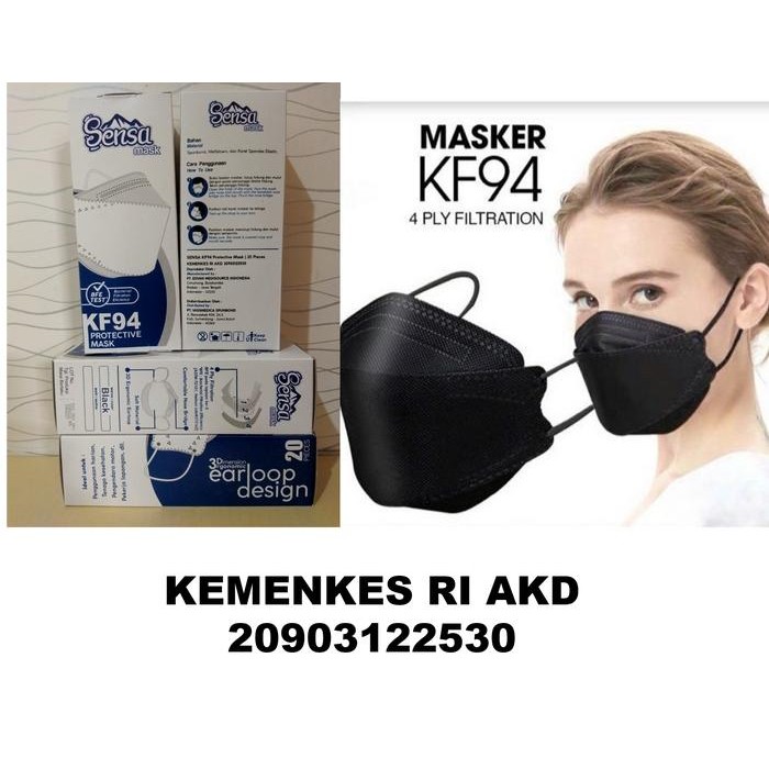 Pilihan- Masker Kf94 Medis Sensa 4Ply Earloop 1Box Isi 20 Pcs Masker Kemenkes
